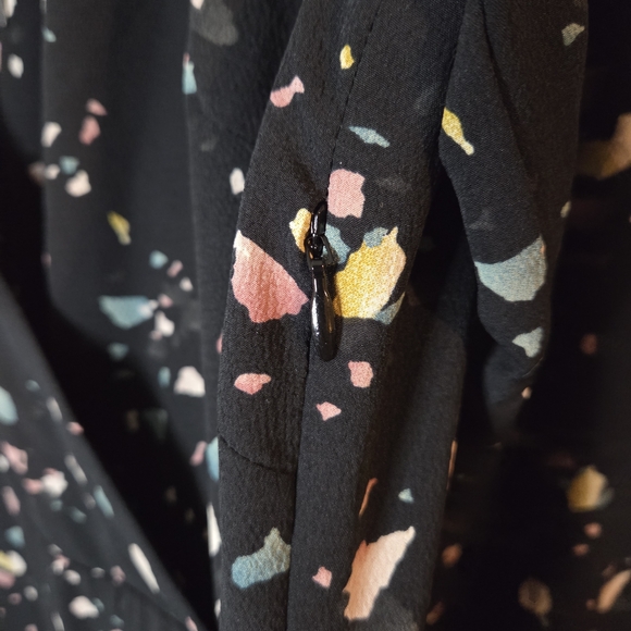 NWOT Madison Elegant Black Colorful Long Sleeve Wrap Dress Belt Size 1X - Picture 10 of 11